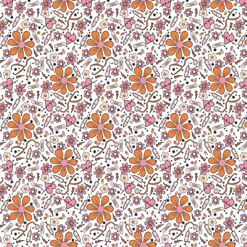 Retro Nurse Daisy Pattern Acrylic Sheets - CMB Pattern Acrylic